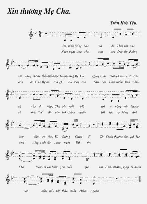 Sheet nhạc Xin Thương Mẹ Cha